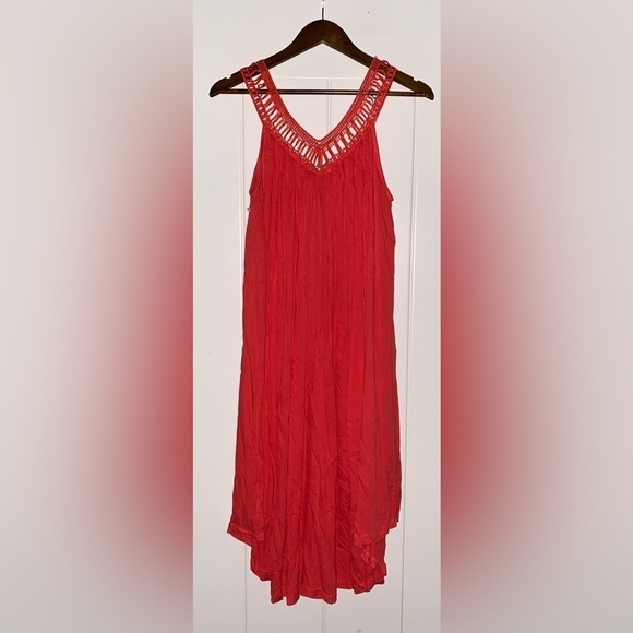 Vintage Water Lily Crochet Yoke Midi Dress Women S Rayon Sleeveless Boho - Picture 7 of 7